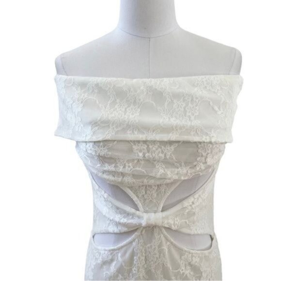 ASOS Lioness Cut Out Lace Mini Dress White Size 8 NWT - Picture 3 of 10